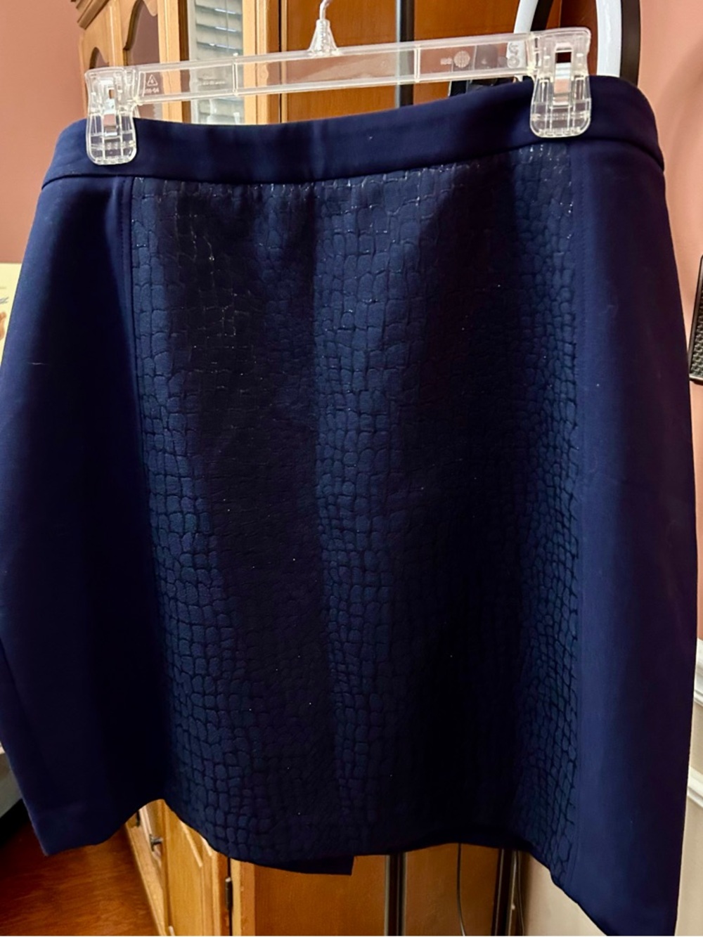 Navy Textured A-Line Skirt - Women